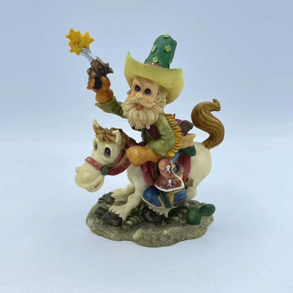 Vintage Santa's Keepsake Christmas Cowboy on a Horse Hand Painted Collectable